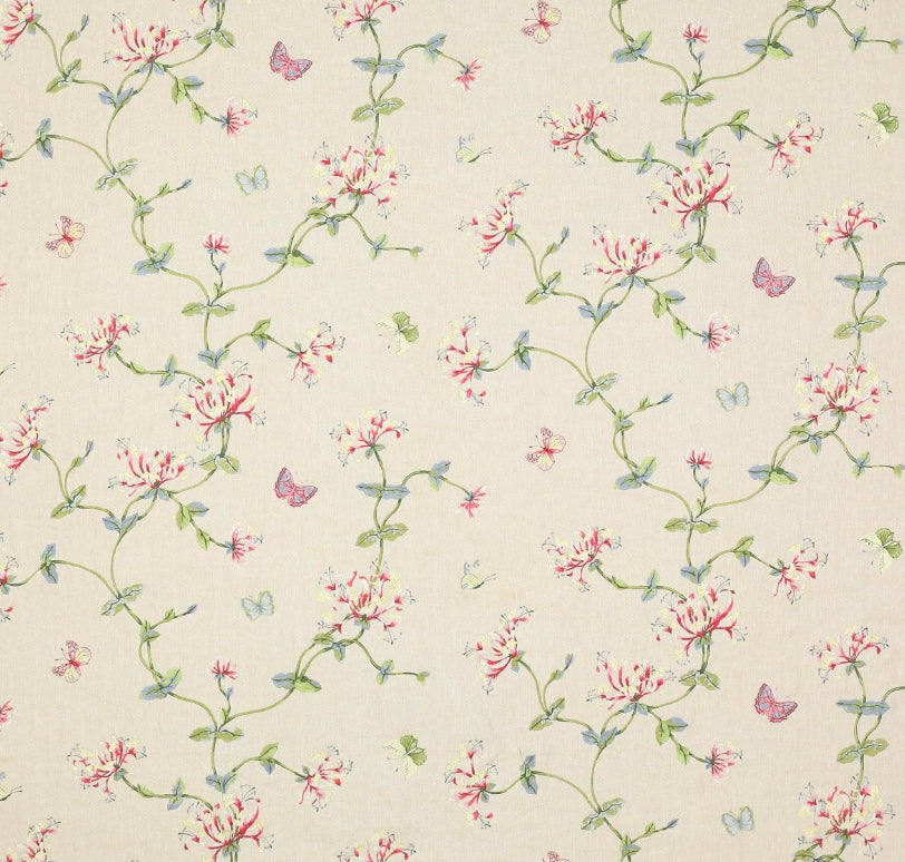 Colefax & Fowler Honeysuckle Garden Embroidery in Red/Gold