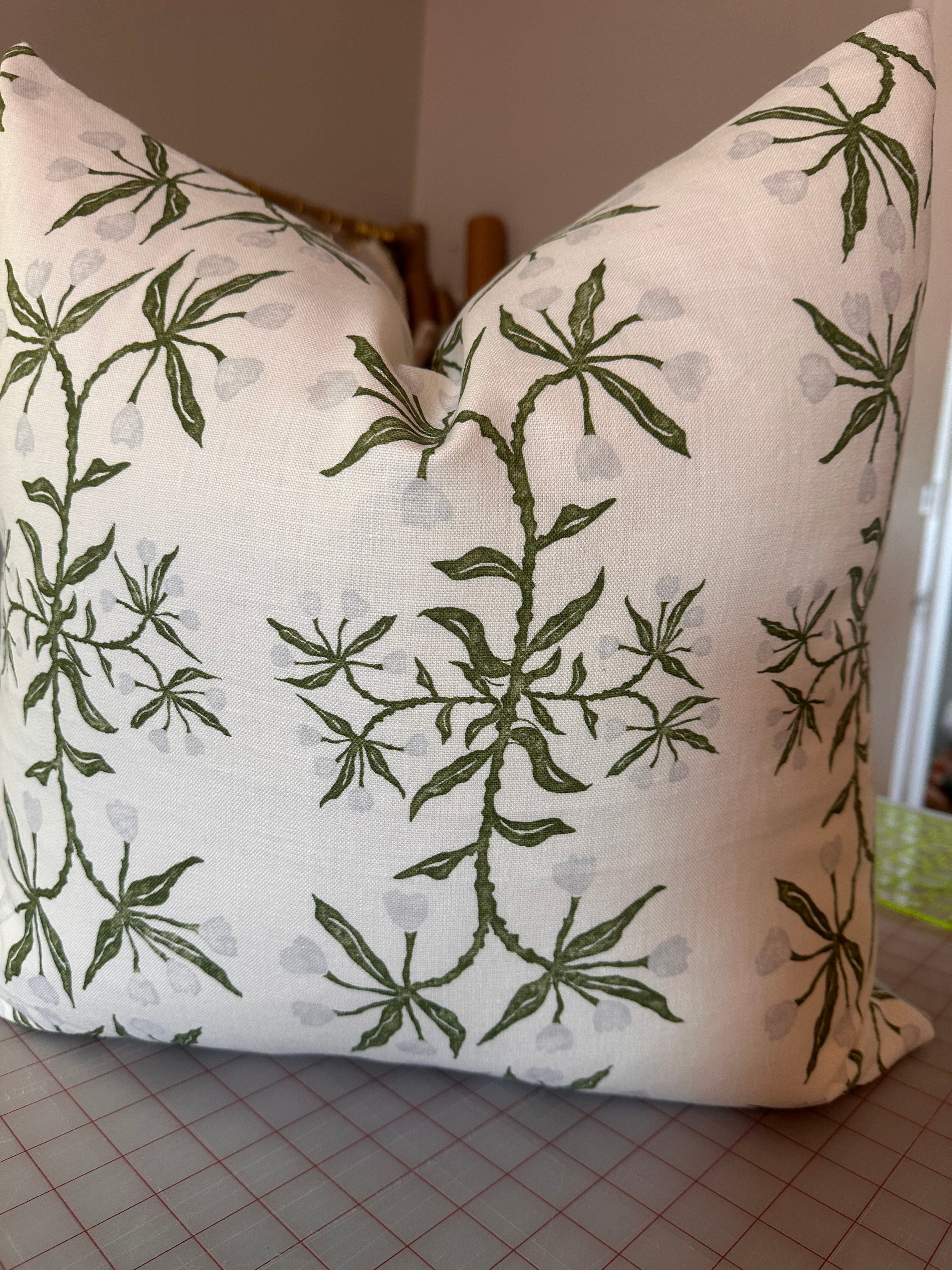 20”x20” Pillow Cover in Kerry Joyce Best Buds w/ solid light blue back