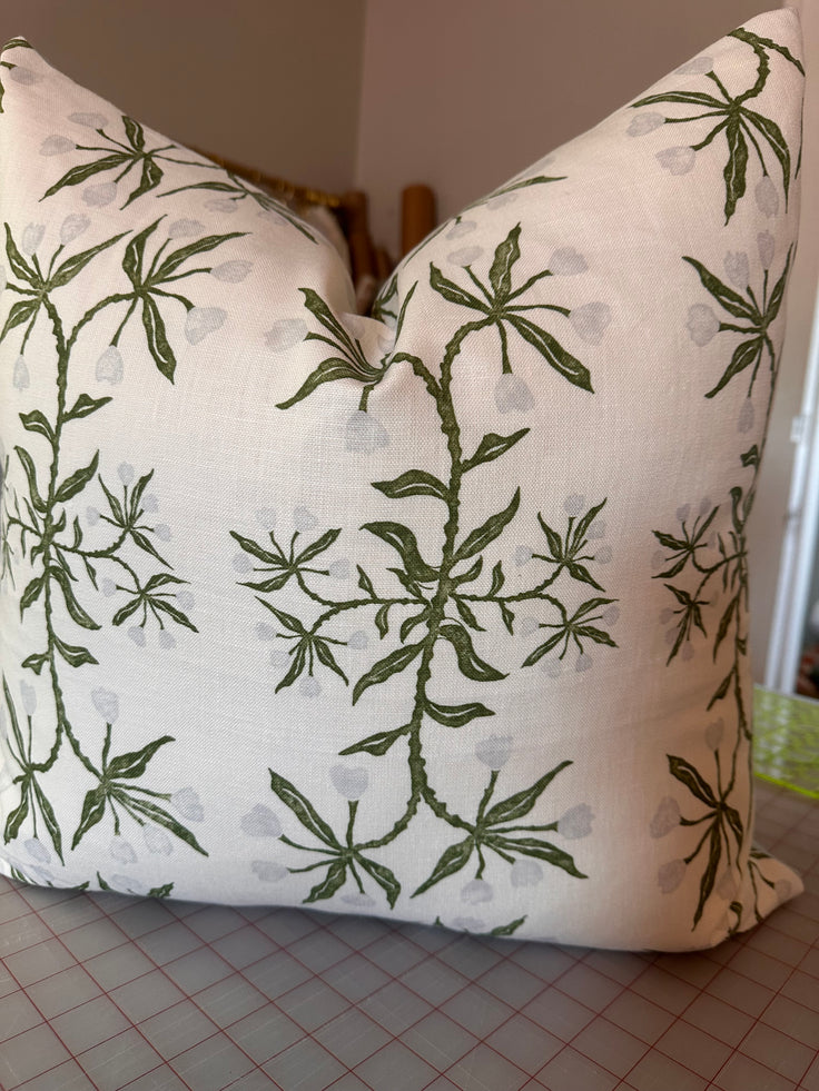 20”x20” Pillow Cover in Kerry Joyce Best Buds w/ solid light blue back
