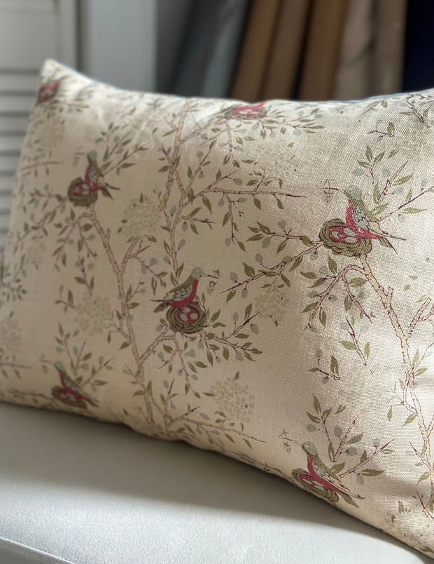 18”x24” Pillow Cover in Robert Kime Ardagh with solid blue back