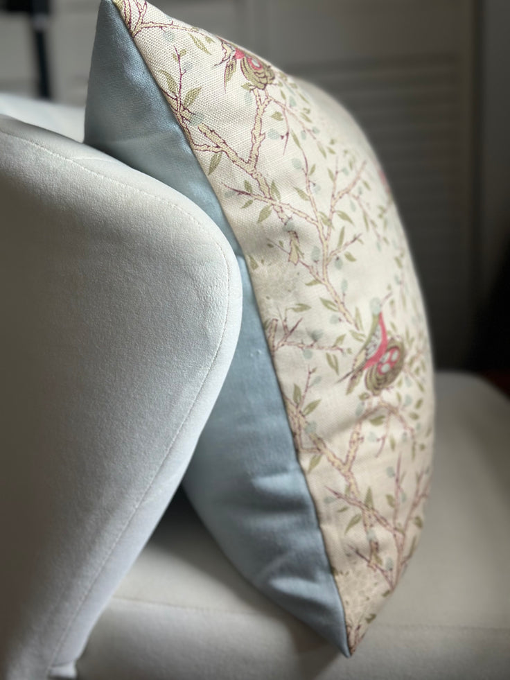 18”x24” Pillow Cover in Robert Kime Ardagh with solid blue back