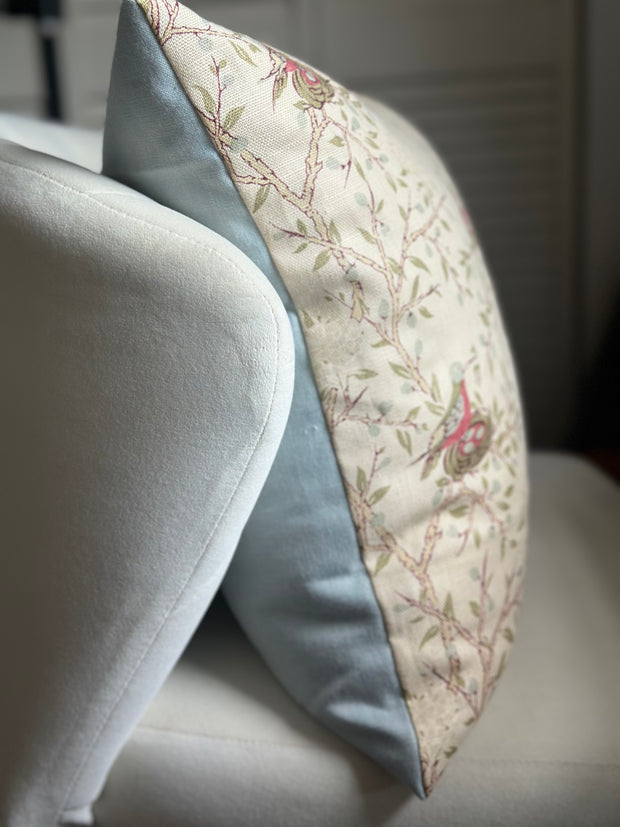 18”x24” Pillow Cover in Robert Kime Ardagh with solid blue back