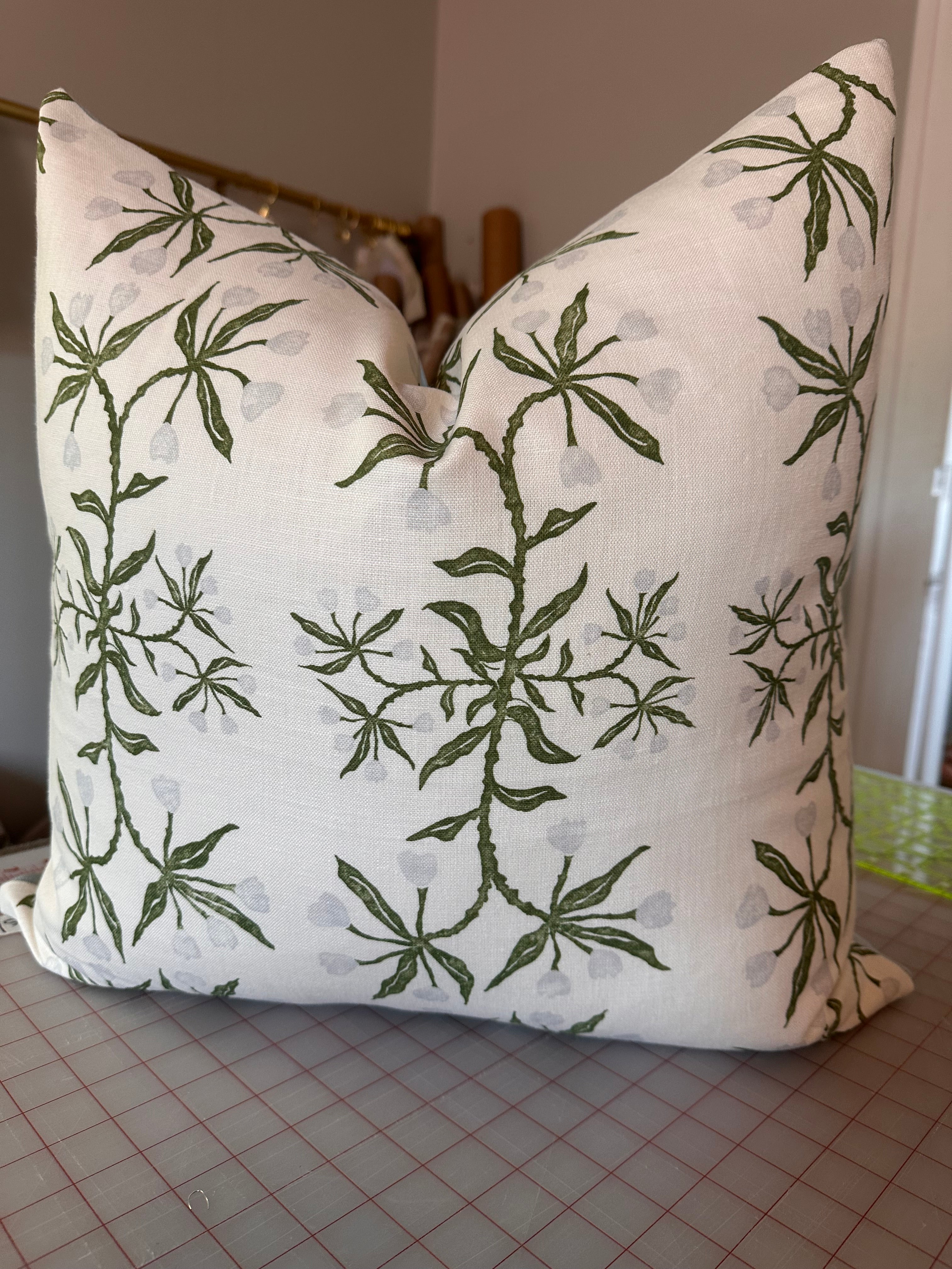 20”x20” Pillow Cover in Kerry Joyce Best Buds w/ solid light blue back