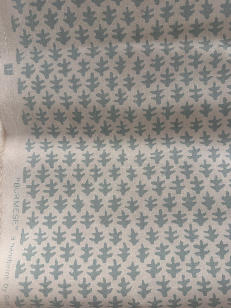 Sister Parish · Burmese Handprinted · Seafoam · 4.5 yd