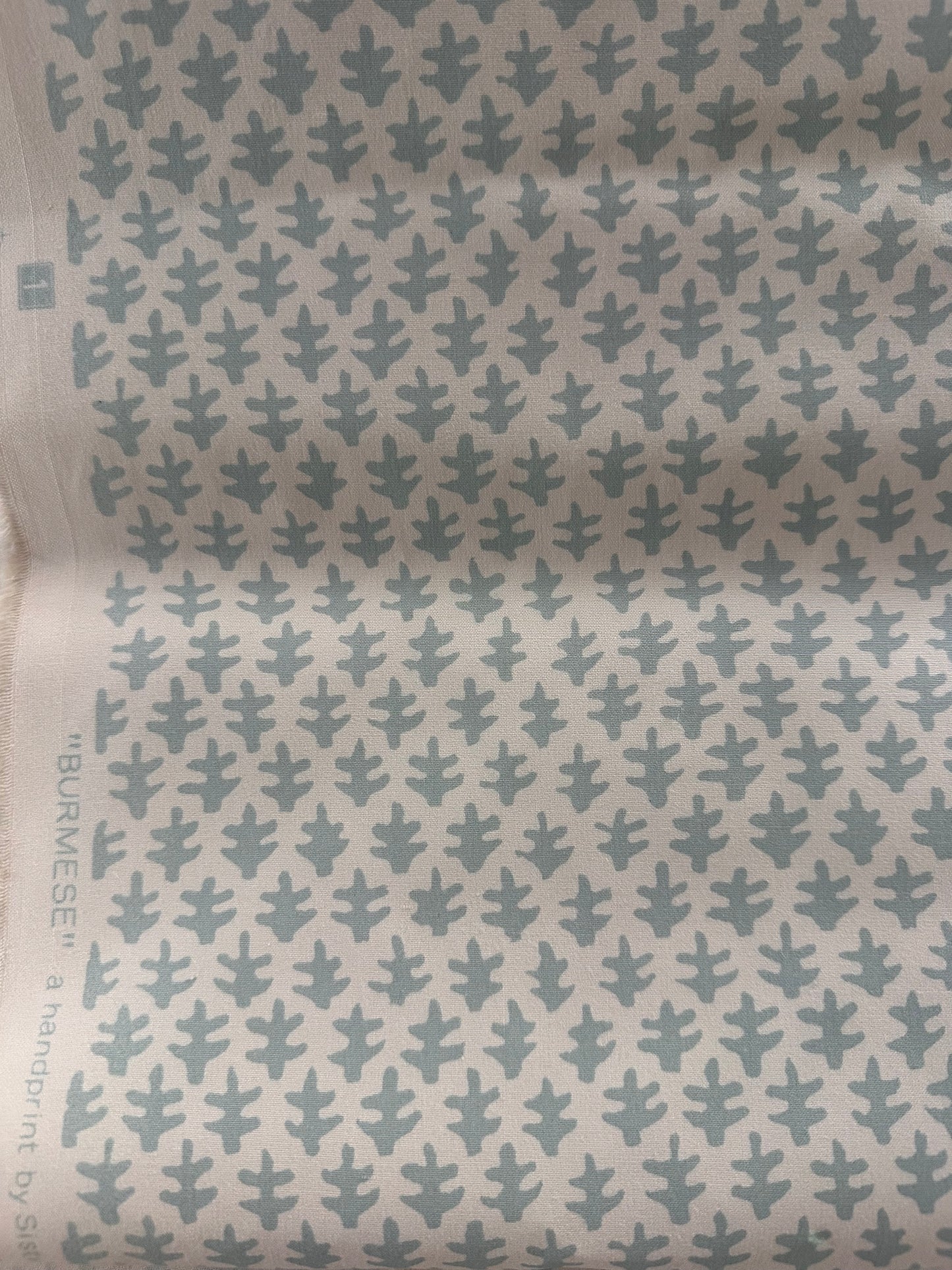 Sister Parish "Burmese" Handprinted in Seafoam