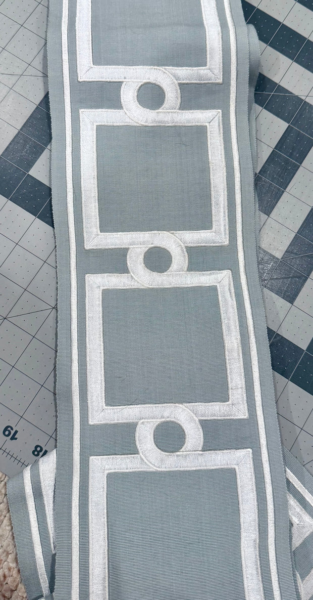 Scalamandre Square Link Embroidered Tape in Rain (2 yards, 10")