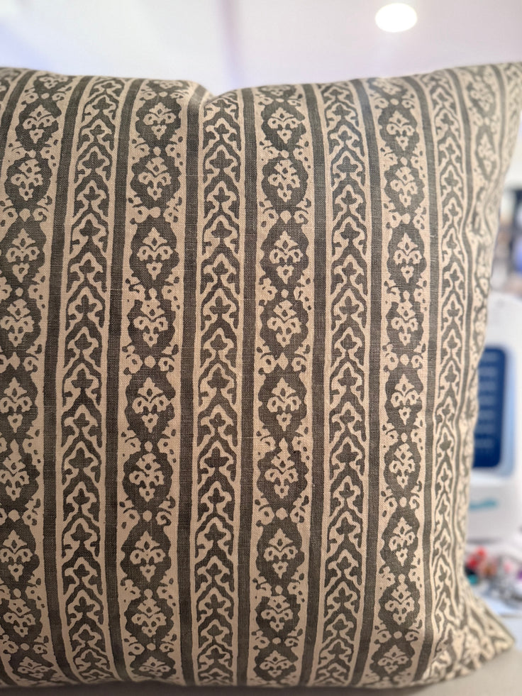 22"x22" Pillow Cover in Namay Samay Bhuj - Olive Grey