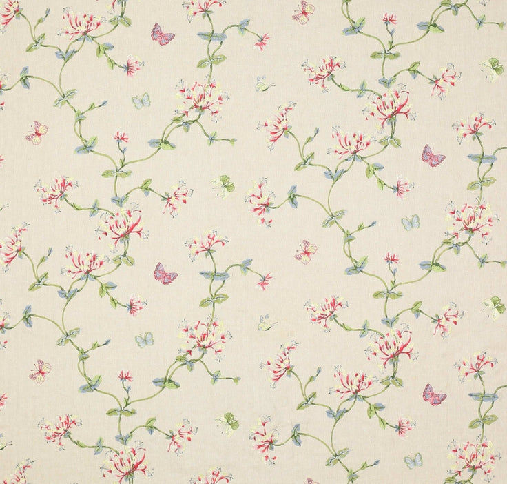 Colefax & Fowler · Honeysuckle Garden Embroidery · Red/Gold · 5 yd