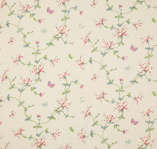 Colefax & Fowler Honeysuckle Garden Embroidery in Red/Gold