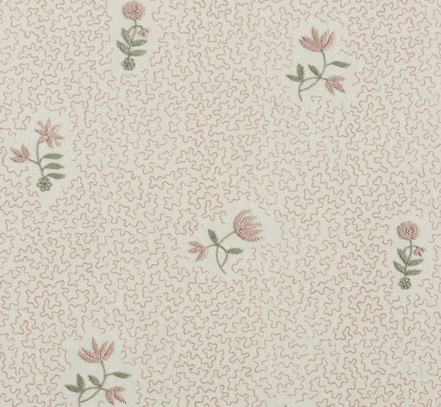 Chelsea Textiles · Wildflowers on printed squiggles · pale pink