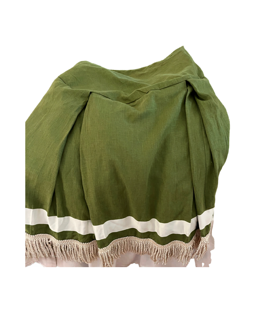 30" Round Table Skirt with Fringe Trim
